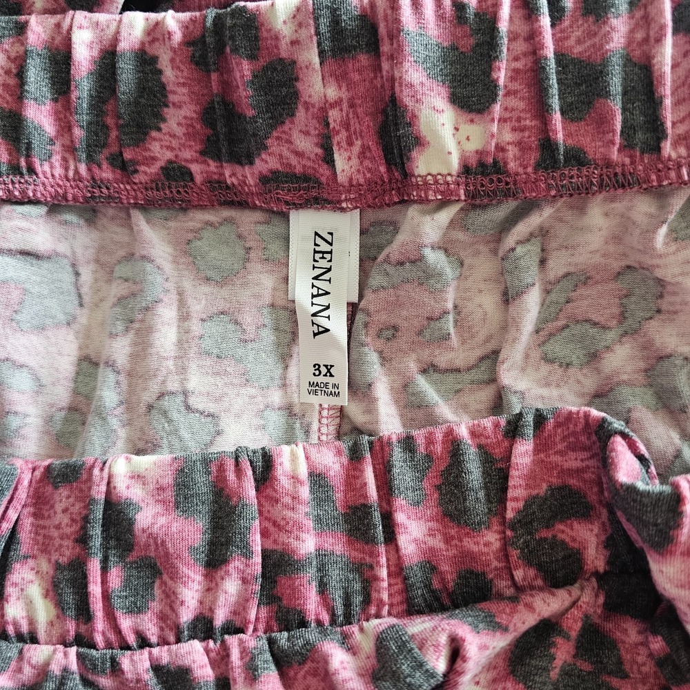 ZENANA Leopard Print Split Side Pant Joggers Elastic Waist 3X Pink Cranberry New - Picture 9 of 12